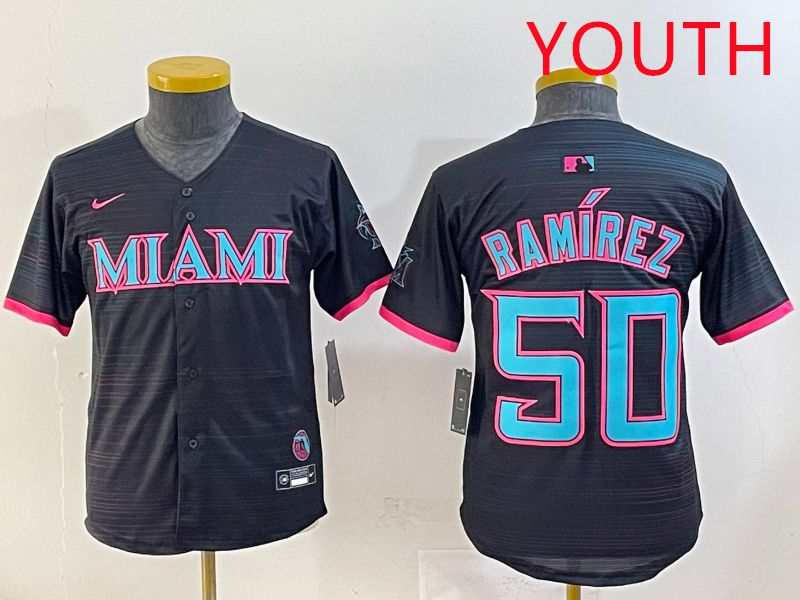 Youth 2025 Miami Marlins #50 Ramirez Black Joint Name Nike MLB Jersey style 1->youth mlb jersey->Youth Jersey